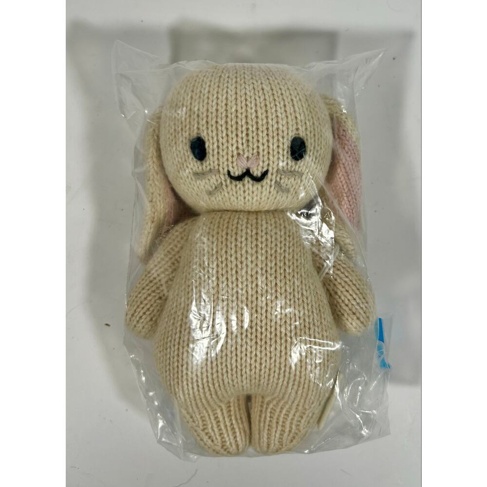 NEW Cuddle + Kind Baby Bunny Ivory Cream Knit Rabbit Plush Stuffed Animal 6.5"